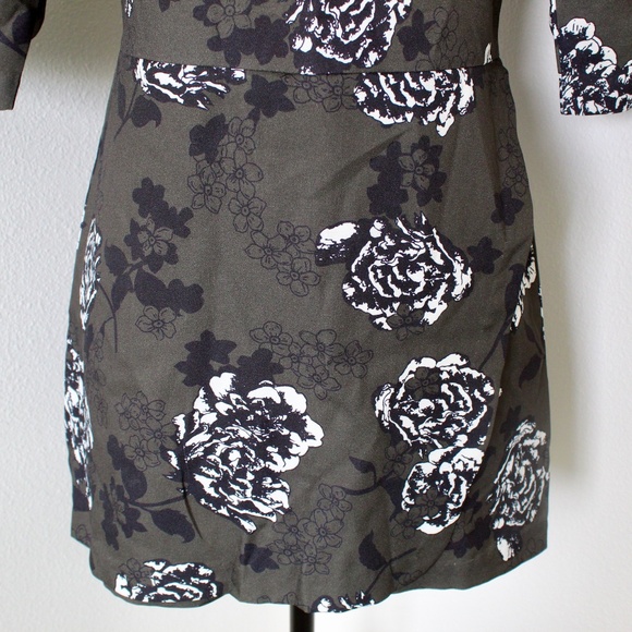 Dark Olive Green Floral Print Skort Romper - Picture 3 of 11